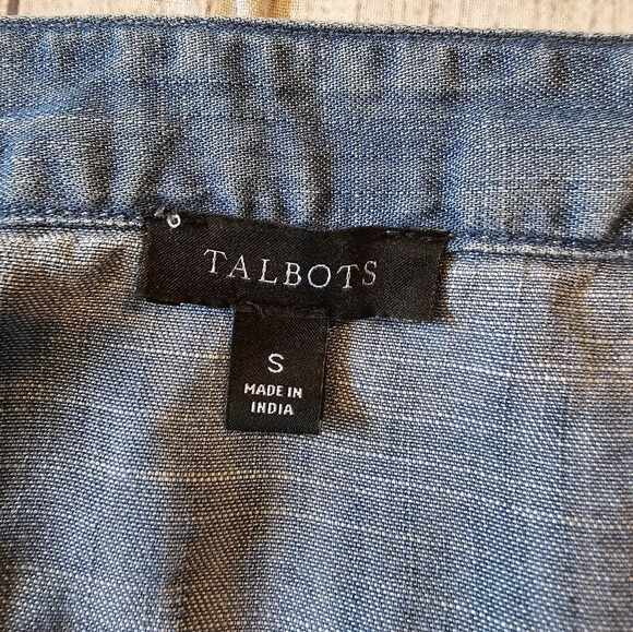 Talbots •Size Small• 100% Tencel Button Front Soft Blouse Square Neck Comfort - Picture 7 of 10